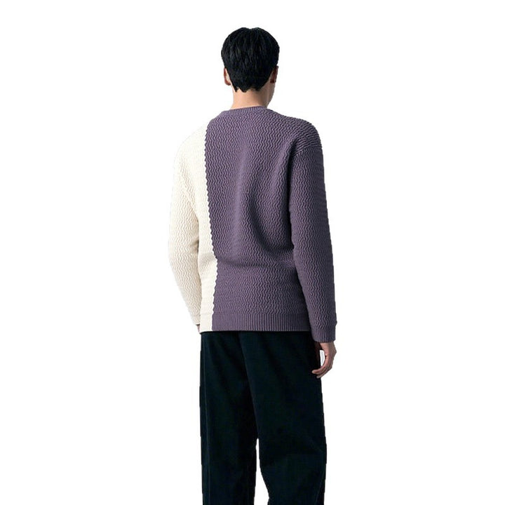 Men's knit sweater with modern structured design and contrasting patterns Lune London