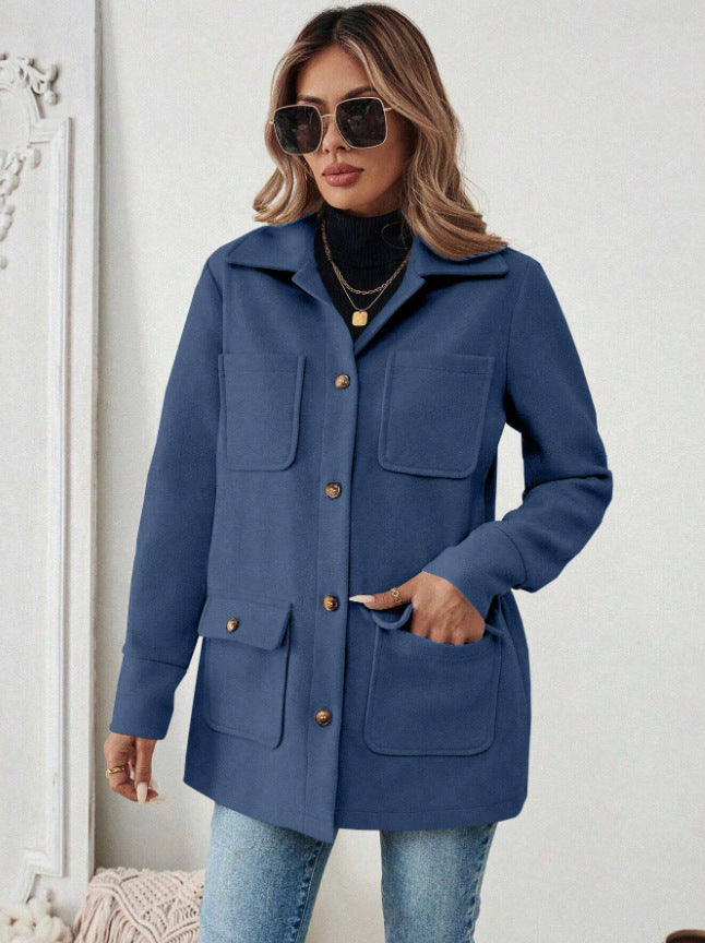 Fashion jacket for women with practical flap pockets and stylish button details Lune London