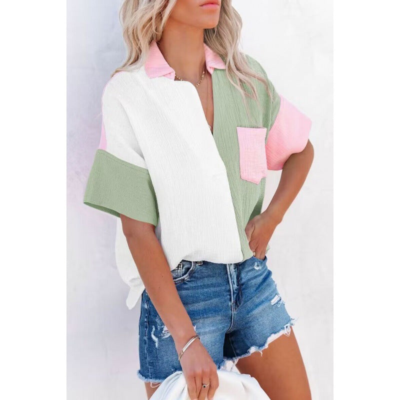 Color-block button-up shirt for women Lune London