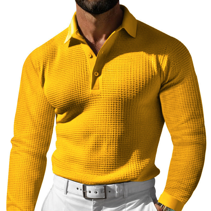 Stylish long sleeve men's t-shirt with structured design and modern button placket Lune London