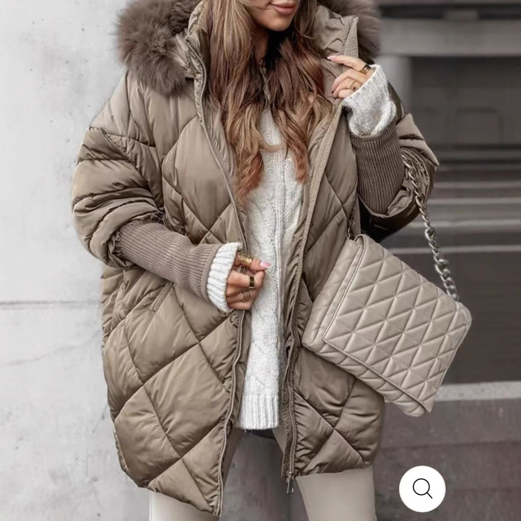 Women Quilted Winter Parka with Removable Hood Lune London