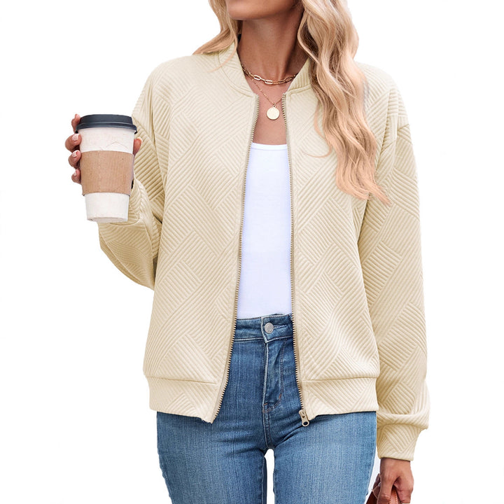 Ladies Chic and Stylish Textured Design Sporty Bomber Jacket