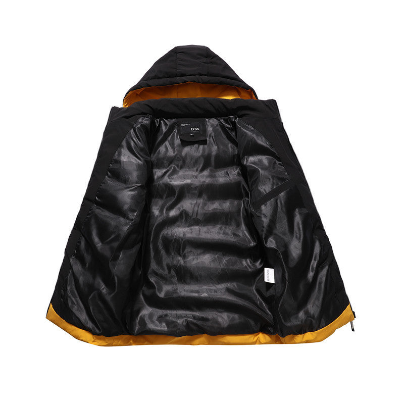 Men's winter quilted jacket with trendy color contrast and hood Lune London