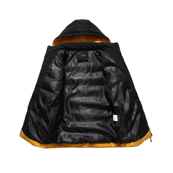 Men's winter quilted jacket with trendy color contrast and hood Lune London