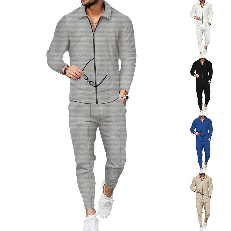Modern leisure suit for men with textured top and modern pants Lune London