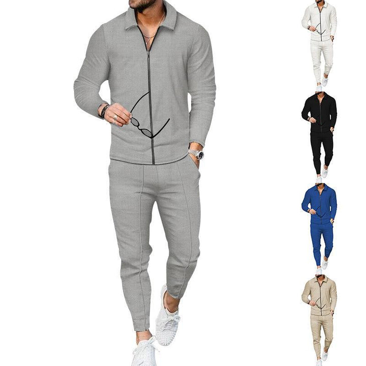 Modern leisure suit for men with textured top and modern pants Lune London