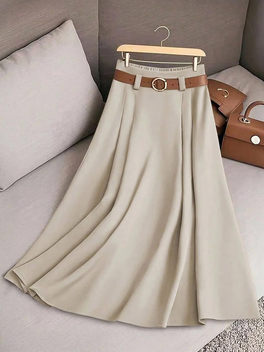 Jupe plissée évasée pour femmes avec application de ceinture élégante Chic & Stil