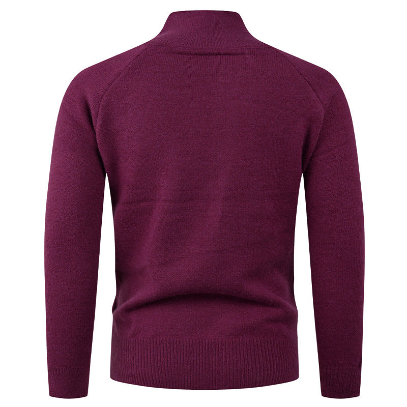 Men's knitted jacket with modern stand-up collar and button closure Lune London