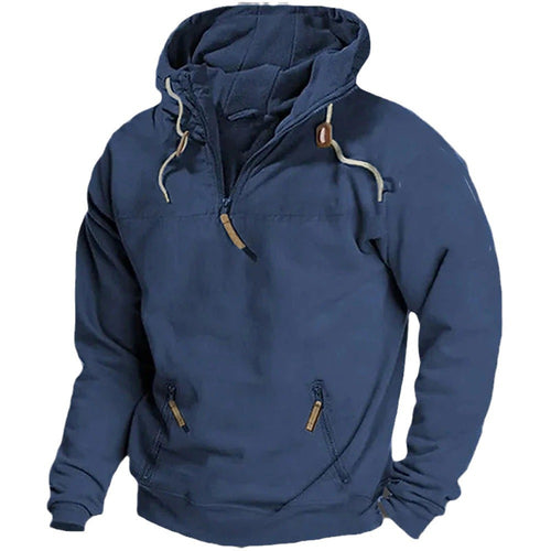 Casual men's sweater with half-zip and practical kangaroo pockets Lune London