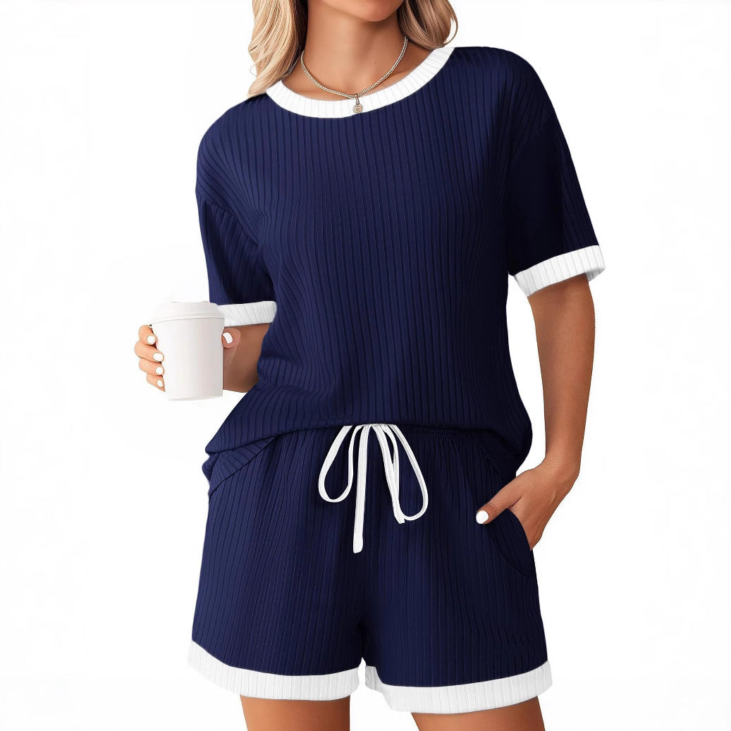 Women's Comfortable Leisure Set with Ribbed Texture and Elastic Waistband Lune London