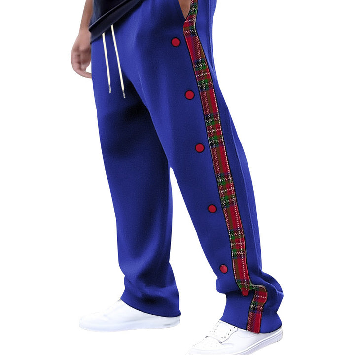 Leisure trousers for men with snap button detail and checkered hem Lune London