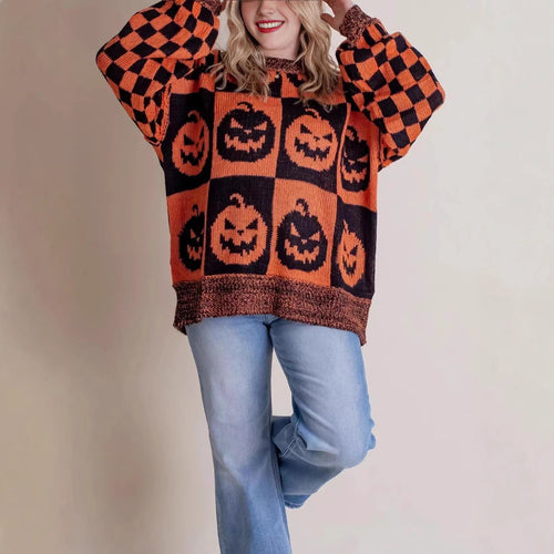 Ladies Large, comfortable knitted sweater with ghost design Lune London