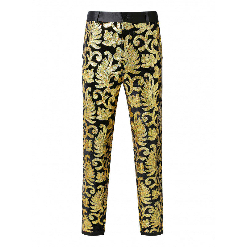 Elegant sequin pants for men with floral design Lune London