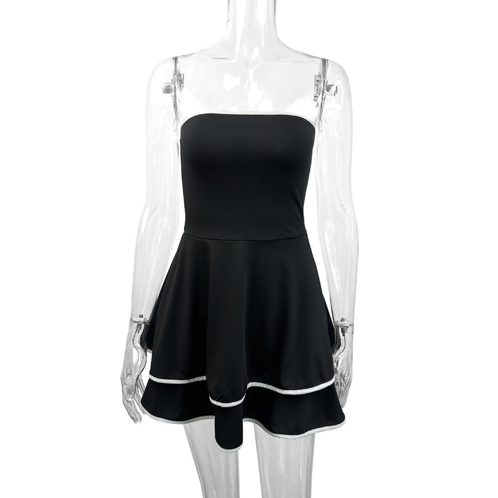 Women's short strapless dress with playful hem Lune London