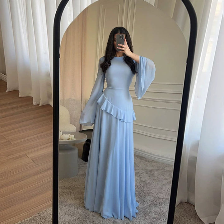 Women's Gala Maxi Dress Bell Sleeves Tiered Skirt