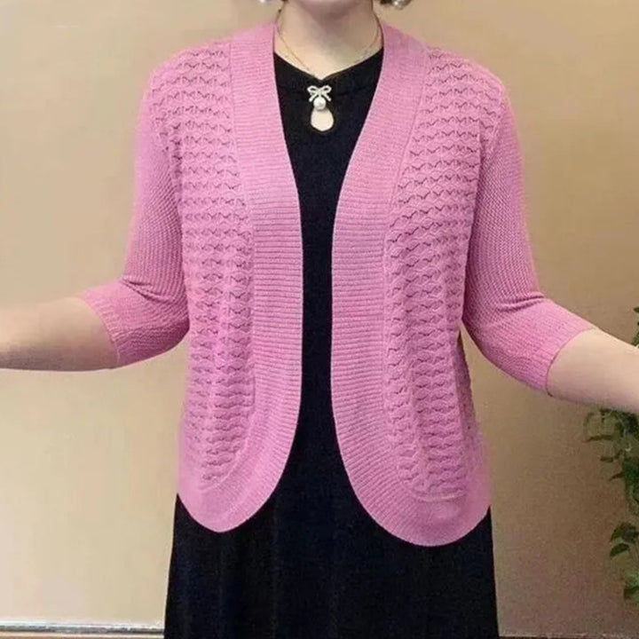 Knit jacket for women with 3/4 sleeves and a textured pattern Lune London