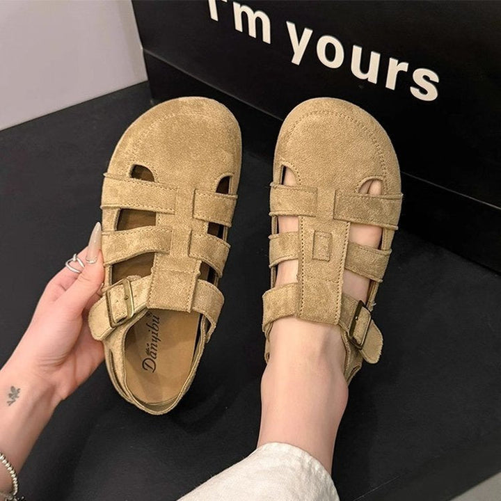 Women's Strappy Sandals Made of Soft Suede with Adjustable Strap Design and Non-Slip Sole Lune London