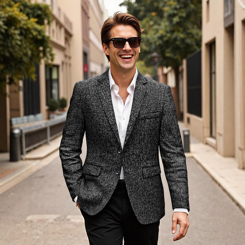 Modern structured jacket for men in fine fabric Lune London