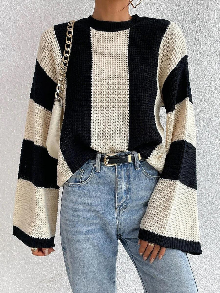 Oversized knitted sweater for ladies with a trendy striped pattern Lune London