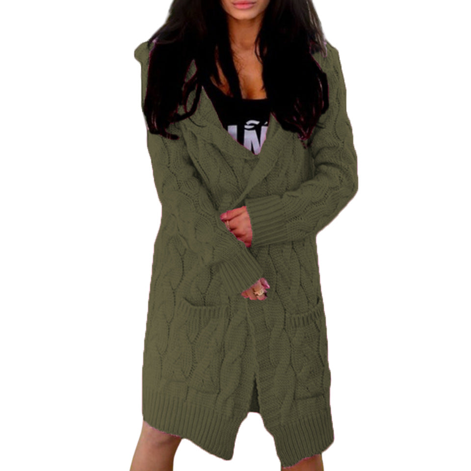 Women's knit jacket with a modern cable design and practical pockets Lune London