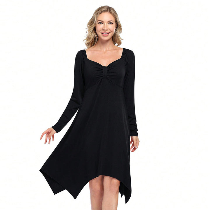 Asymmetrical long dress for women with long sleeves and ruched top Chic & Stil