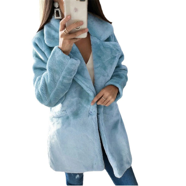 Ladies Elegant Artistic Fur Jacket with Applied Pockets and Large Lapels Lune London