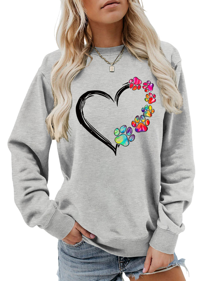 Sweatshirt pour femmes avec design créatif de cœur en forme de patte Chic & Stil