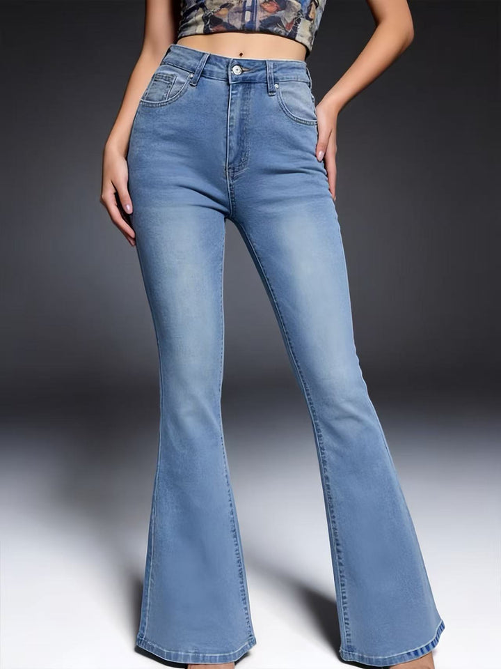 Women's Bootcut Jeans with High Waist and Trendy Wash