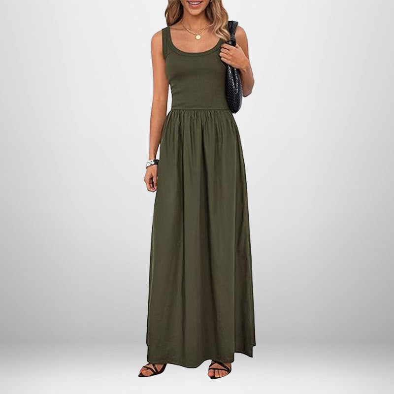 Robe maxi pour femmes en tissu coton doux et taille élastique coupe Chic & Stil