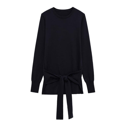 Knit sweater for women with refined belt and elegant cut Lune London