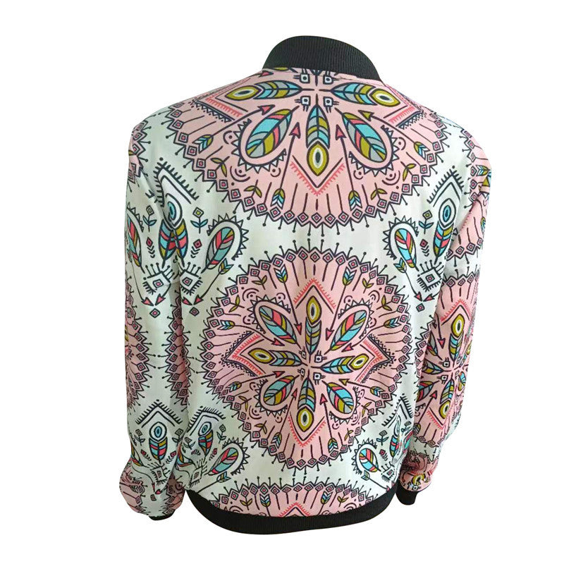 Trendy bomber jacket for ladies with colorful mandala pattern Lune London