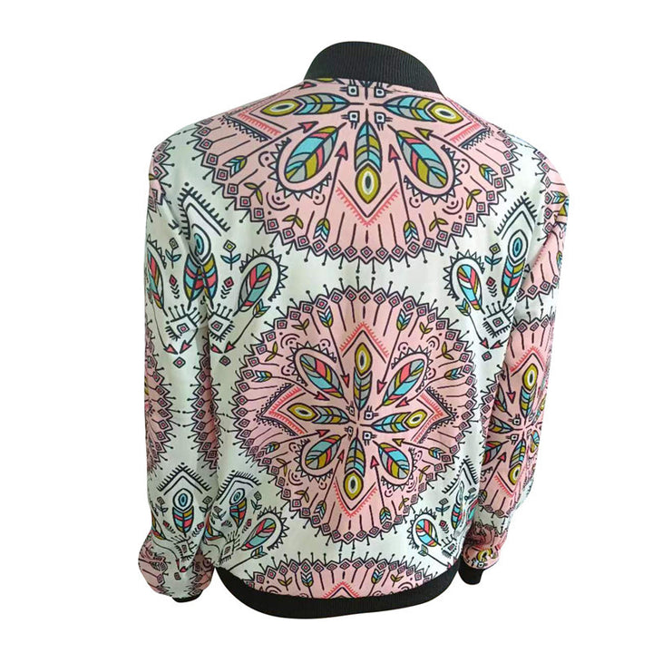 Trendy bomber jacket for ladies with colorful mandala pattern Lune London