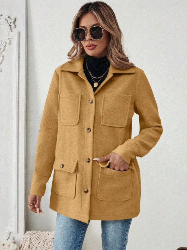 Fashion jacket for women with practical flap pockets and stylish button details Lune London