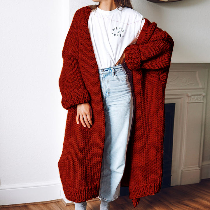 Ladies Thick Knit Cardigan with Long Sleeves Lune London