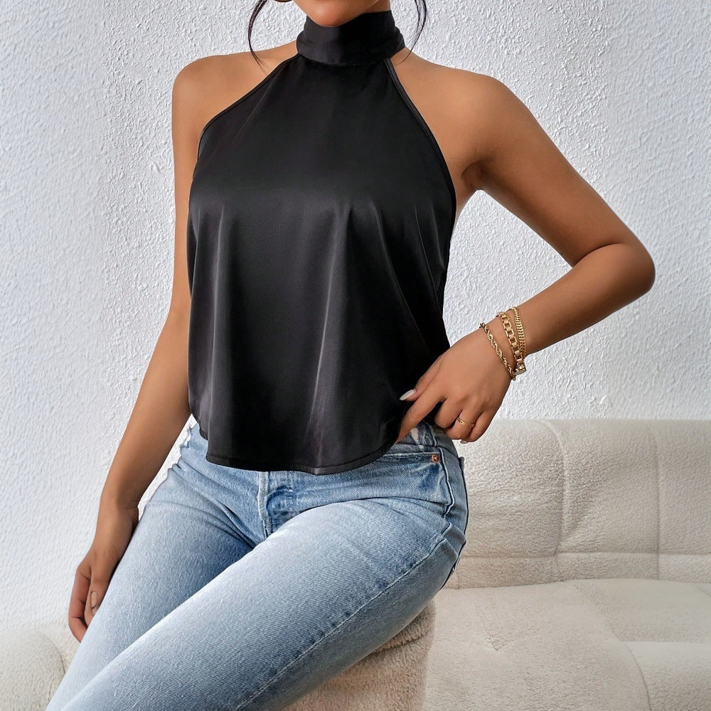 Haut halter élégant pour femmes avec finition soyeuse Chic & Stil