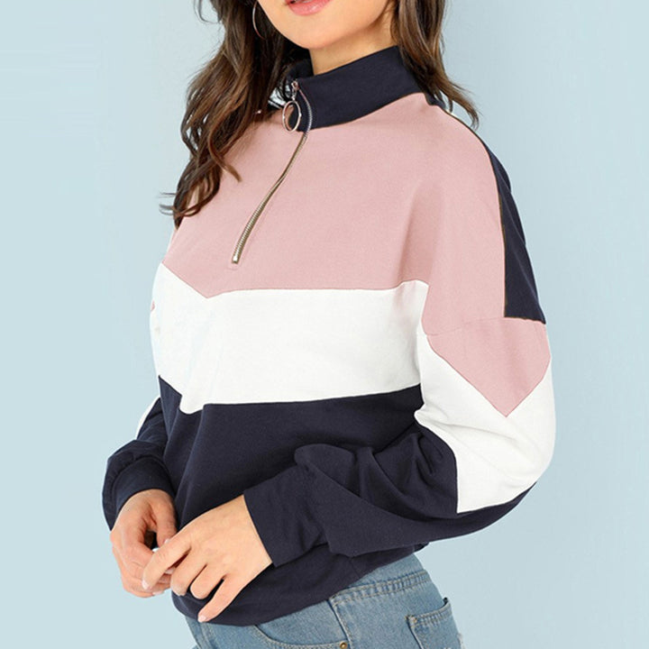 Women's sporty sweatshirt with high collar and contrasting design Chic and Style