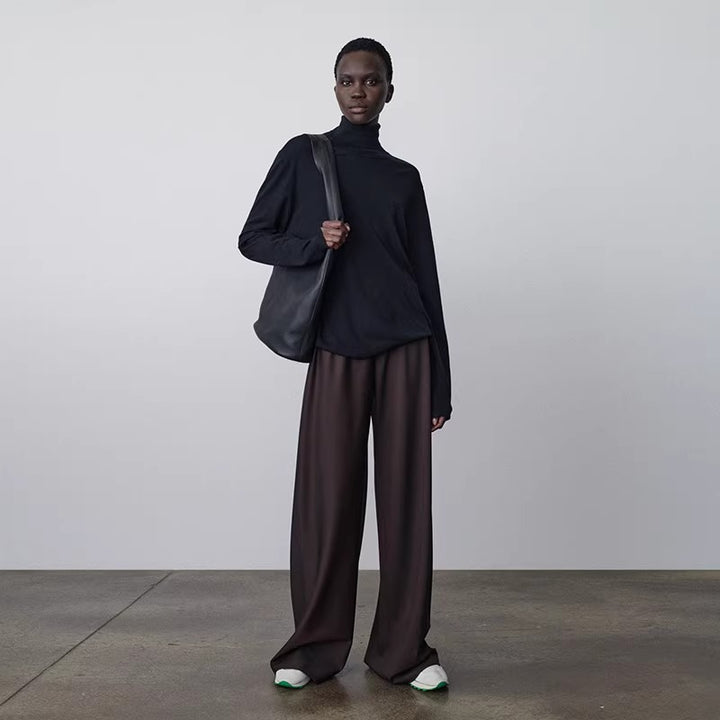 Pantalon large en tissu pour femmes avec taille élastique Chic & Stil