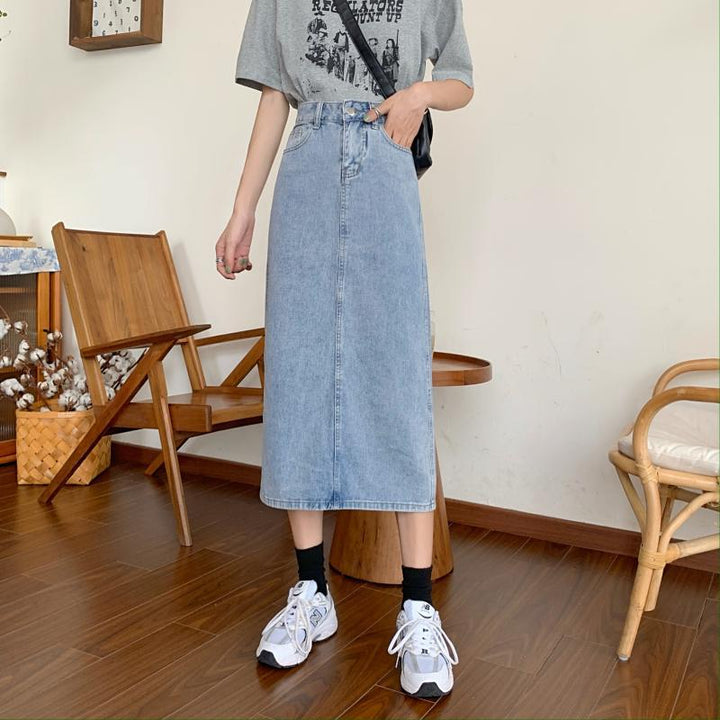 Jupe en denim longue pour femmes avec fente chic Chic & Stil