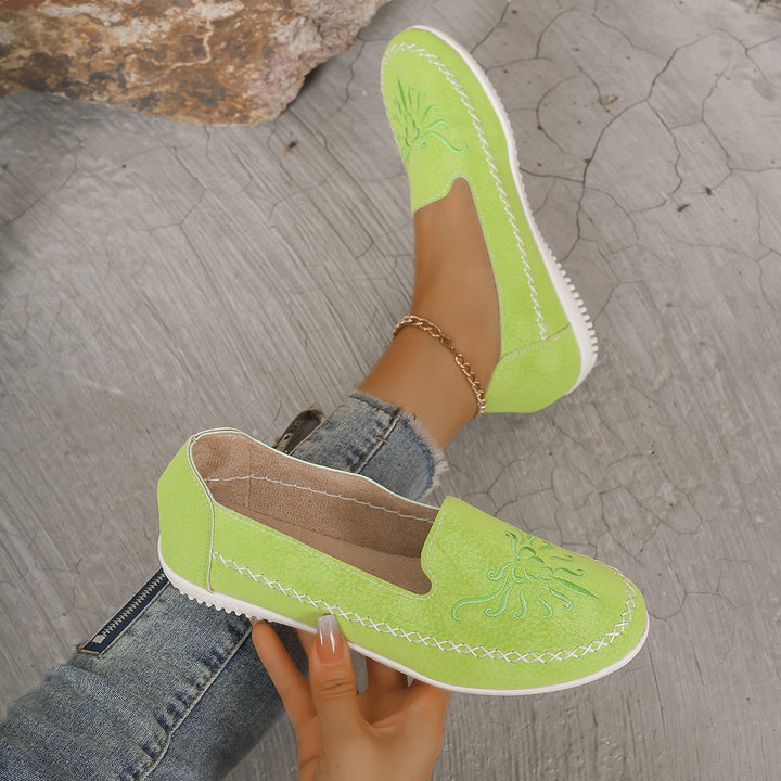Ladies Comfortable Loafers with Elegant Embroideries Lune London