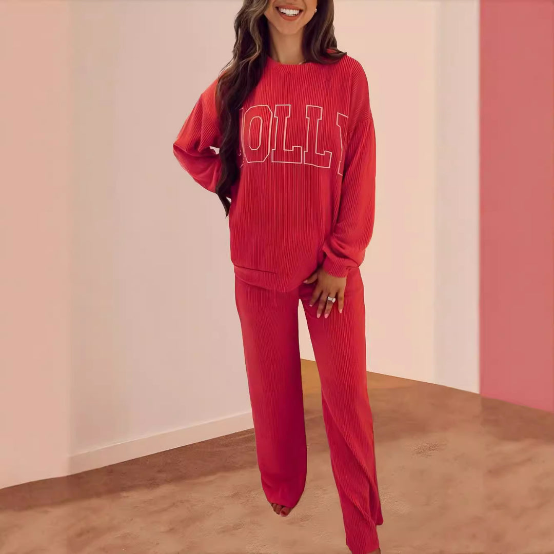 Casual striped set for women with print and wide legs Lune London