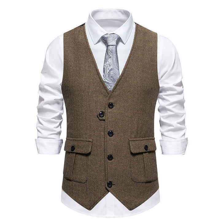 Elegant men's vests in herringbone design with practical pockets Lune London