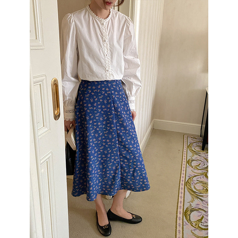 Women's midi skirt with floral pattern and elastic waistband Chic & Stil