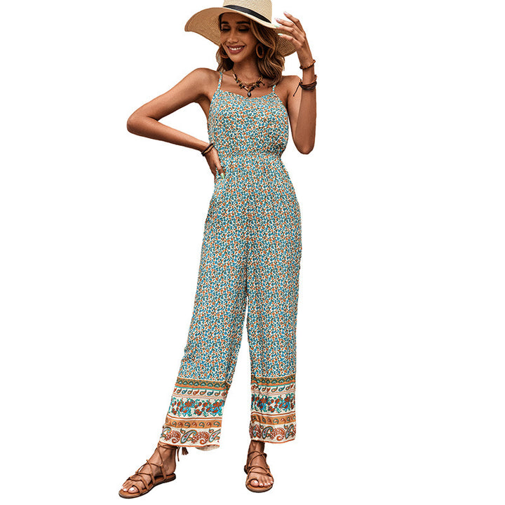 Ladies Bohemian floral pattern jumpsuit Lune London