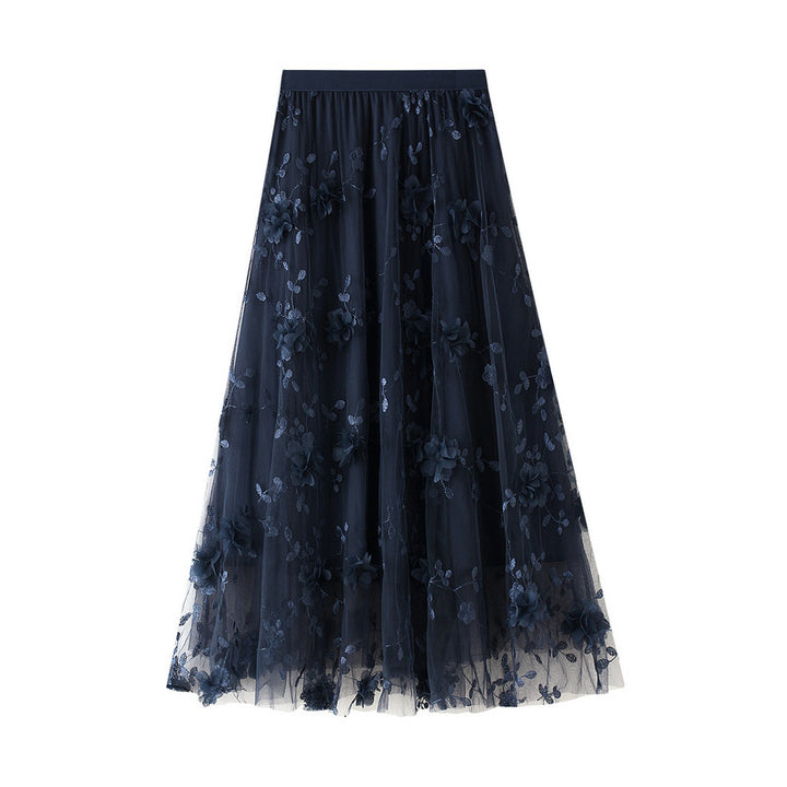 Jupon en tulle pour femmes avec des détails de broderie florale et une taille élastique Chic & Stil