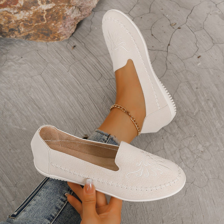 Ladies Comfortable Loafers with Elegant Embroideries Lune London
