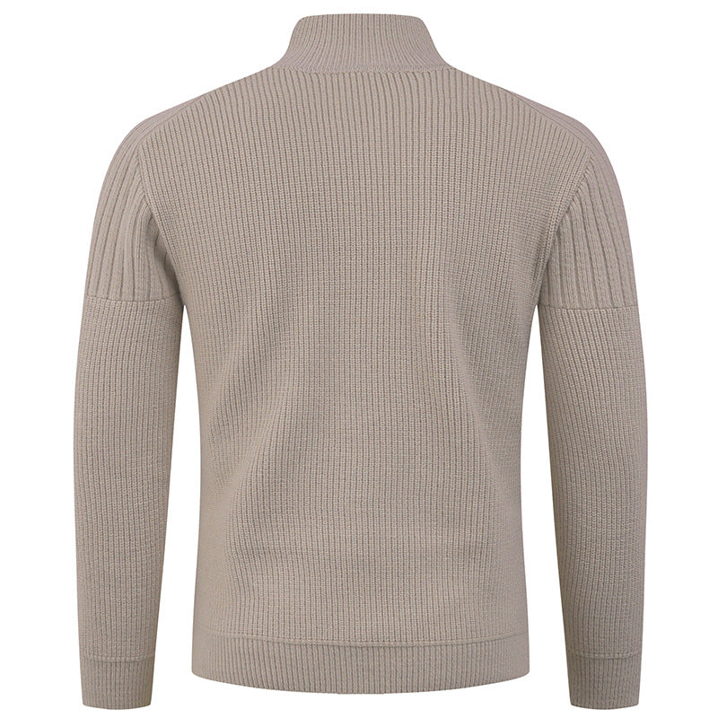 Men's knitted sweater with high collar and button details Lune London