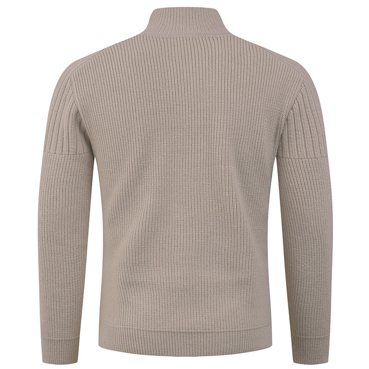 Men's knitted sweater with high collar and button details Lune London