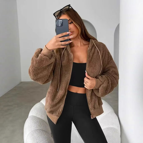 Ladies Cozy Teddy Fleece Jacket with Chic Zipper