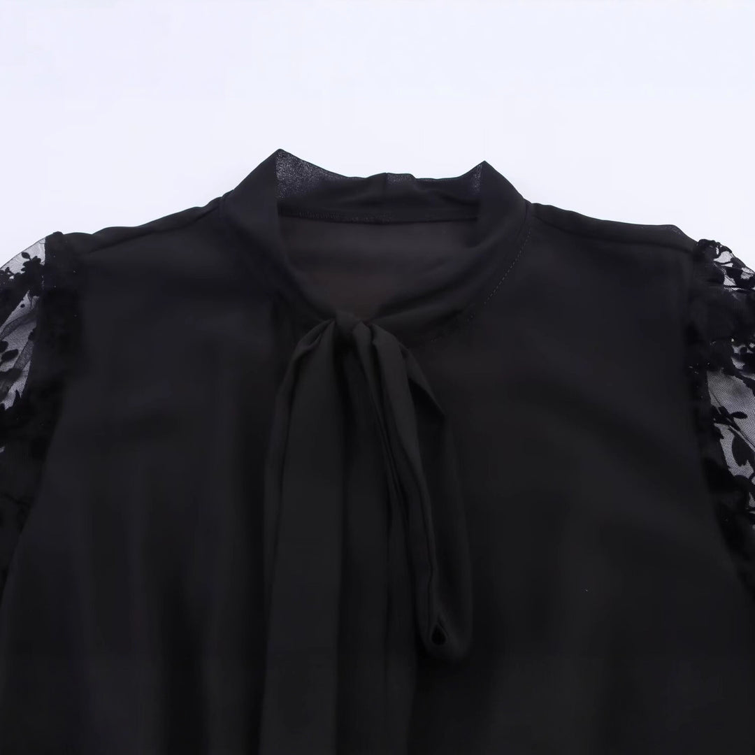 Maxi dress for women with floral lace top and elegant tie belt Lune London