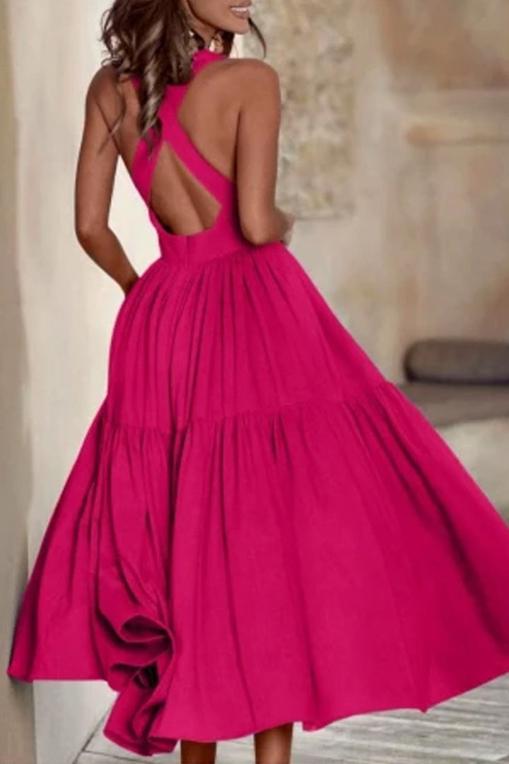 Ladies Elegant Long Sleeve Dress with Long Skirt and Refined Pleats Lune London